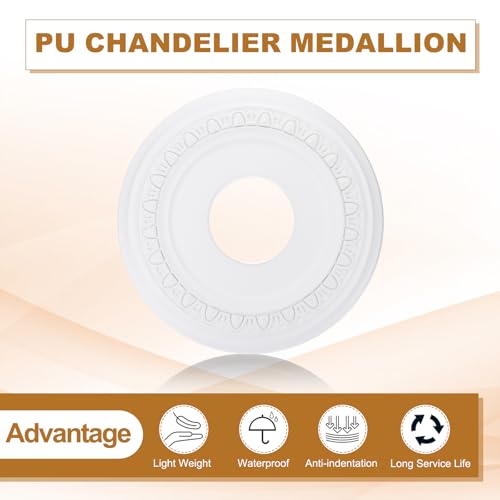 PATIKIL Deckenmedaillon, 2 Stück 12 OD x 4 ID PU Dekoratives Deckenleuchten-Medaillon Kronleuchter-Medaillon Blüten-Deckenleuchten-Abdeckplatte für Deckenleuchten-Ventilatoren, Weiß