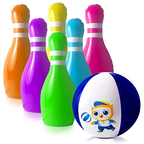 GoSlaz Giant Inflatable Bowling Pins - Outdoor Lawn Bowling Play Set for Kids