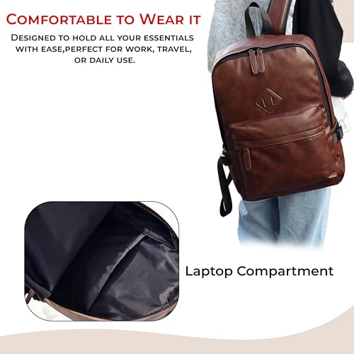 Image of Kraptick Multi-functional Backpack-Waterproof Laptop Backpack, Office Bag with PU Leather Design, Professional Bag for Laptops and Work, Durable and Stylish Bags for Travel