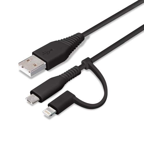 iCharger 2 in 1 USB Cable (Lightningµ USB) 50cm Black PG-LMC05M03BK with Conversion Connector