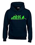 Coole-Fun-T-Shirts Eishockey Evolution Kinder Sweatshirt mit Kapuze Hoodie schwarz-Green, Gr.152cm