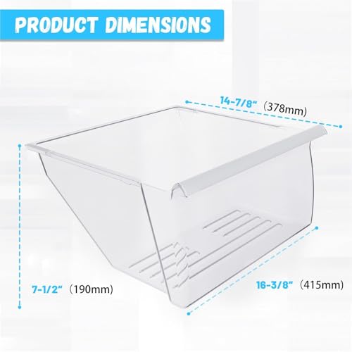 HECASA 2188664 Crisper Pan Drawer (Lower) Replacement for WP2188664 Compatible with Whirlpool, Kenmore, Maytag, Kitchen Aid Refrigerator W/White Handle by HECASA - Image 7
