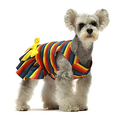 Vestido casual para cães Fitwarm 100% algodão listrado roupas de cachorro colete para filhotes roupa