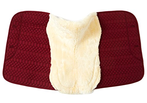 Engel Reitsport | SCHABRA4-VSS-BOR-MED | Schabracke | Lammfell im Sattelbereich - Half Lined | Steppstoff | Fellkranz vorne & hinten | Vielseitigkeit | Stoff Bordeaux rot Fell med.