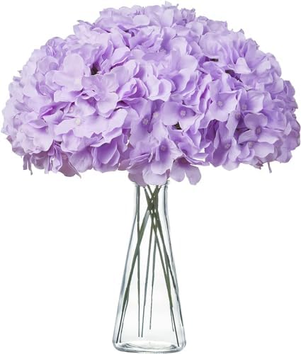 H.FLOLAVIDALilac Hydrangea Silk Fake Flowers Heads with Stems, Artificial Flowers for Decoration Wedding Home Party Shop Baby Shower,Room Decor for Bedroom Aesthetic…………