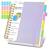 Spiral Notebook Journal with Removable Dividers Tabs, 300 Pages Hardcover Leather 5 Subject College Ruled Notebook, 6.1