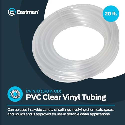 Image of Eastman 1 /4 Inch ID (3 /8 Inch OD) PVC Clear Vinyl Tubing, 20 Foot Length, 98563