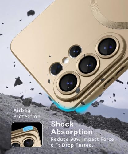 Image of DIZORO Samsung S26 Ultra Case, Compatible with Mag Safe Back Cover, Matte Luxury Metallic Luster Flexible TPU Wireless Charging Shockproof Case with Camera Protector (Metallic Desert)
