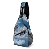 Bolsa cruzada ligera con diseño de dos delfines de animales, para viajes, senderismo, para hombres y mujeres, Estilo:, 38x20cm
