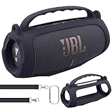 （ケースのみ）JBL Charge 5 Bluetoothスピーカー用ポータブルシリコンケース ショルダーストラップ付き，ブラック - co2CREA