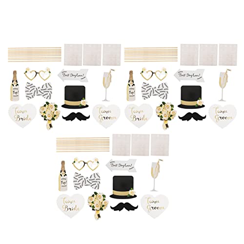 Magnifiques Accessoires de Photobooth de Douche Nuptiale Exquis, 3 Ensembles de 30 Pièces Bouteille de Champagne Tenant Fleur Accessoire Photo Réutilisable en Carton Durable Couleurs Vives Accessoires Cover