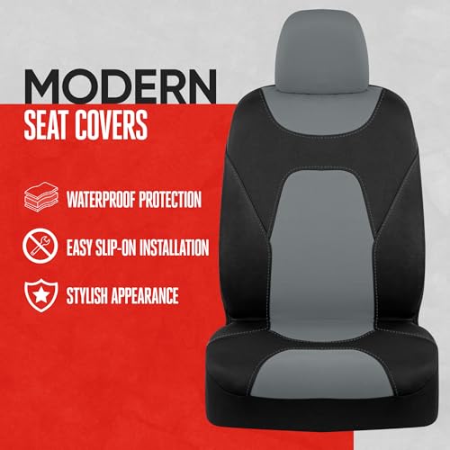 Image of Motor Trend AquaShield Waterproof Front Seat Covers, Gray Seat Covers for Cars - Neoprene Front Car Seats Cover, SUV Seat Covers Protector - Car Interior Cover for Auto, Trucks, & Dog Owners