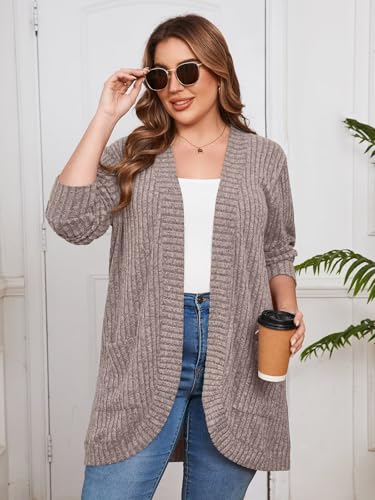 Image of BELAROI Women Plus Size Cardigan Sweater Fall Outfit
