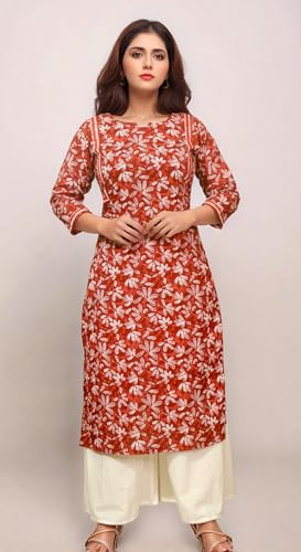 Image of Women's Cotton Printed Straight Kurti