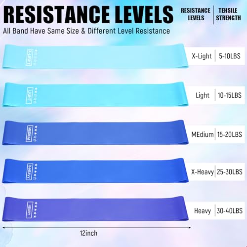 Image of Deekin 20 Pcs Resistance Bands for Women Men 10-115 Lbs 5 Different Resistance Levels Loop Exercise Bands for Leg Working Gym