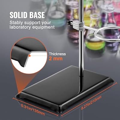 VEVOR Laboratory Support Stand Sets, Set of 2, Steel Lab Stand with 23.6 in Rod and 8.3 x 5.3 in Cast Iron Base, Includes Flask Clamps, Burette Clamps, and Cross Clamps