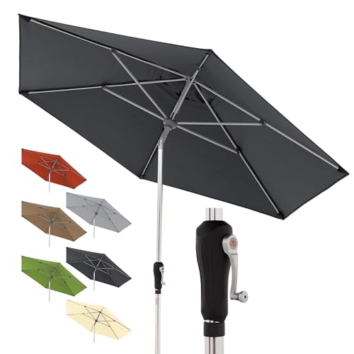 Doppler Sonnenschirm SL-AZ Auto Tilt 275 cm Anthrazit - Gartenschirm knickbar - Kurbelschirm mit UV-Schutz 80+ - Kurbelschirm aus Aluminium - regenabweisendes Polyester-Schirmdach