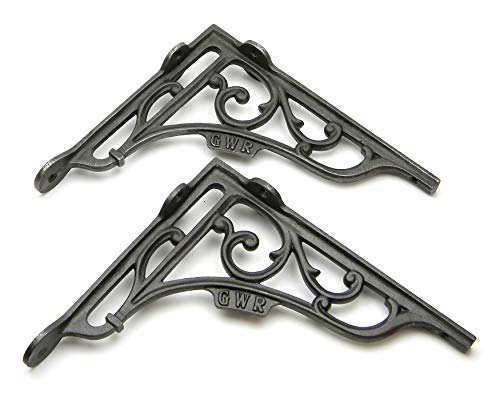 Oakcrafts - Par de soportes de estante GWR de hierro fundido antiguo, 200 mm x 180 mm