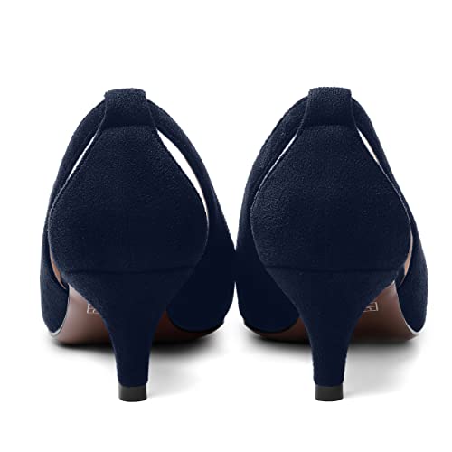 AMBELIGHT Womens Slip On Suede Pointed Toe Casual Office Kitten Low Heel Pumps Shoes 2 Inch4