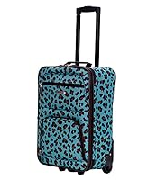 Rockland Fashion Softside 4 Piece Luggage Set, Expandable, (14" Tote/19"/24"/28"), Blue Leopard — image 7
