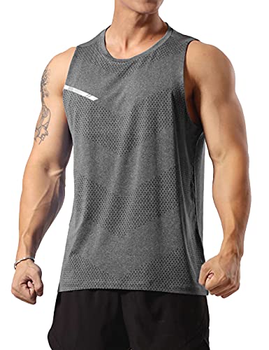 Men's Athletic Workout Bodybuilding Tank Tops Muscle Fitness Gym Sleeveless Shirts Gray Xl #TOP10