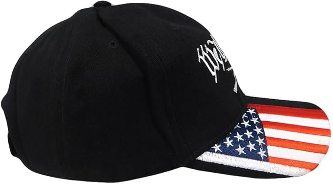 Flakita's Novelties We The People Crossed Rifles Black USA Flag On Bill Adjustable Embroidered Cap Hat