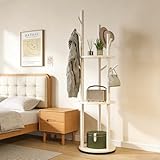 STAR BURN Perchero para ropa, mueble para ropa con 3 estantes y 9 ganchos, perchero para bolsas，robusto y giratorio...
