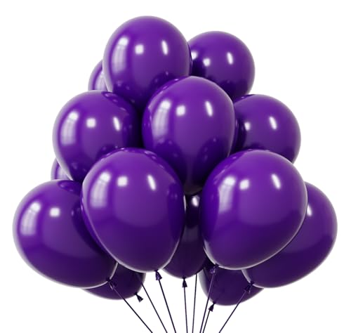Image of KBZVNAF Dark Purple Latex Party Balloons 50 Pack 12 inch | Purple Helium Matte Balloons for Birthday Wedding Baby Shower Halloween Party Decorations