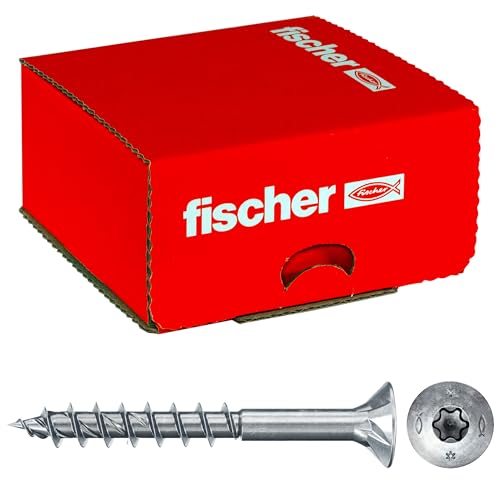 Fischer Viti per Legno o Truciolare a Filetto Parziale, Torx, Testa Svasata Piana, Lega di Acciaio, Blu (Passivato), 3.5 x 40 mm