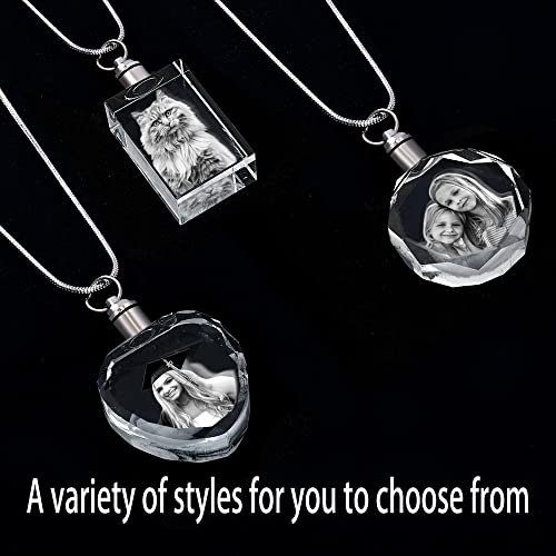 Bivei Crystal Photo Necklace 3D Laser Etched Picture Crystal, Engraved Necklaces, Memorial Gifts For Mom, Dad, Men, Women, Or Your Love Ones, Customized Anniversary Couples Gifts（Necklace-Rectangle） #TOP6