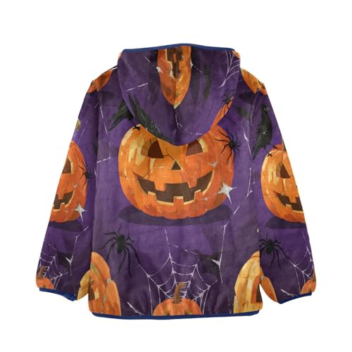 Halloween Pumpkins Spiders and Crows Toddler Fleece Jacket Girl Boys Hooded Fleece Jacket Coat2