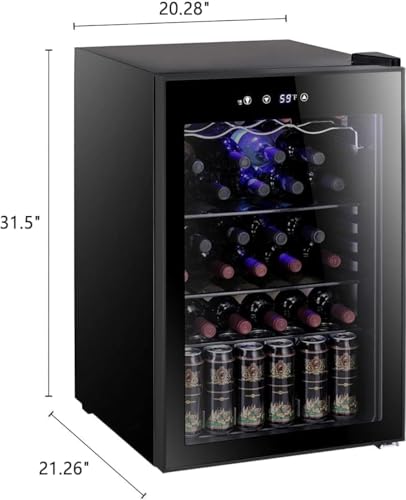 Image of Antarctic Star 36 Bottle Wine Cooler /Cabinet BeverageRefrigerator Small Mini Wine Cellar Beer Soda Bar Fridge Quiet Operation Compressor Adjust Temperature Freestanding Black, 4.4 Cu. ft