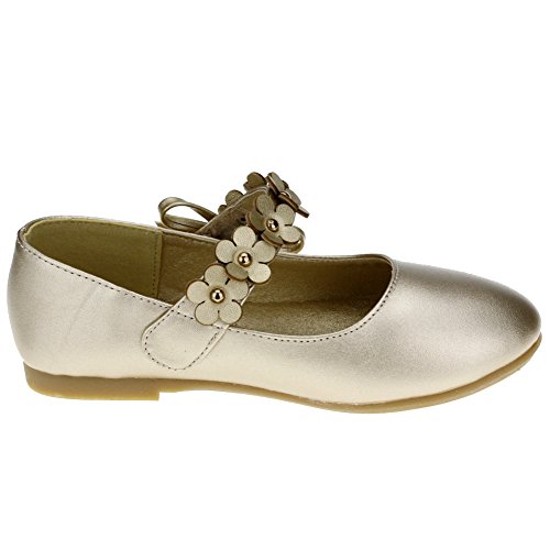 Kids Pu Flower Slip On Flats Fashion Oxford,Gold,Toddler 8M #TOP3