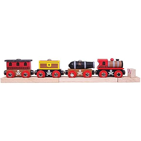 Bigjigs Rail Wooden Pirate Train - Other Major Wood Rail Brands are Compatible Cover
