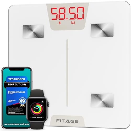 FITAGE Personenwaage digital Testsieger 2025, Körperwaage bis 180kg,...