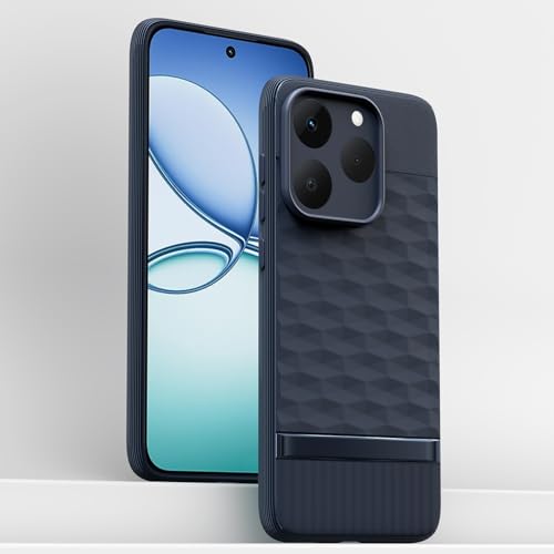 Image of Pikkme Back Cover for Realme 15T 5G / Realme Narzo 90 5G Camera Protection 3D Hexa Cube Design Silicone Protective Bumper Case (Blue)