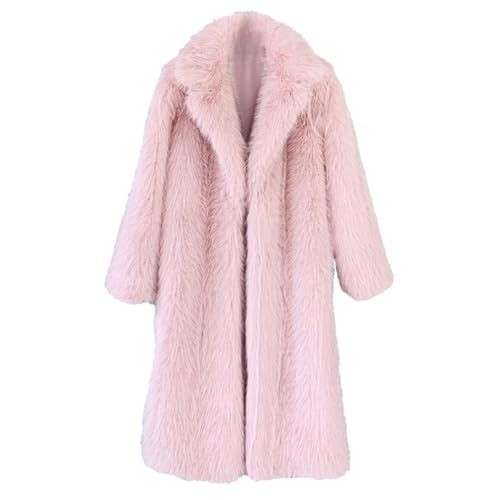 Manteau en fausse fourrure long avec poches protectrices contre le froid