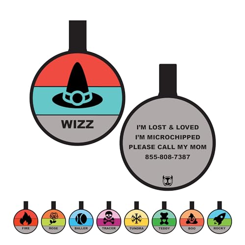 Silent Dog Tag Personalized with 5 Lines of Custom Deep Engraved Durable Soundless Silicone Pet ID Name Tag Round Designer Red Tiffany