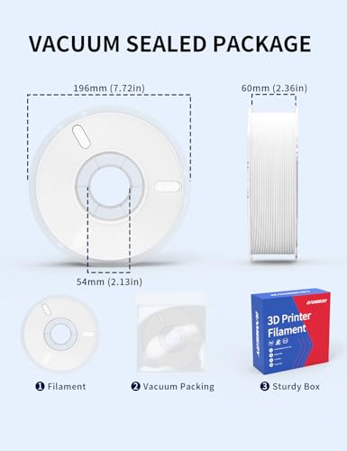 Image of RAMBERY White PLA+ 3D Printing Filament 1.75mm 1kg Spool, Toughness Upgraded 3D Printer Filament, Neatly Wound Fit Most FDM Printers