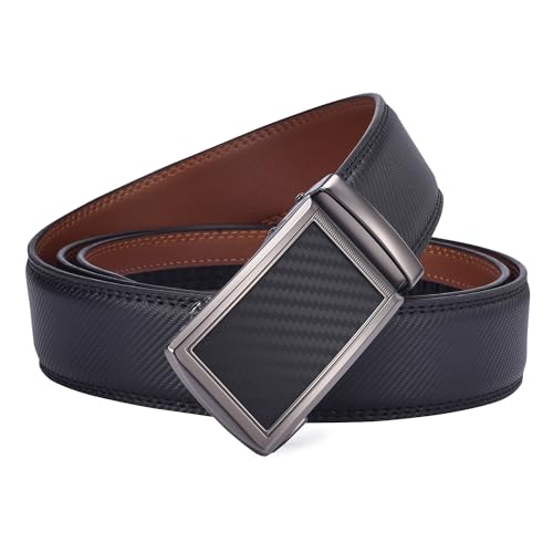 Image of Beltox Men Leather Belt w Slide Ratchet Interchangeable Buckle