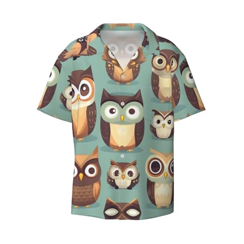 Chemise manches courtes homme imprimé hiboux pour vos barbecues et sorties d'été
