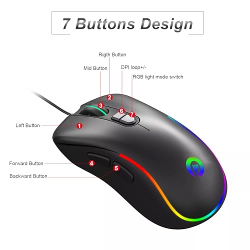 Image of Generic Purrfect Gaming Mouse, High-Precision 8000DPI Optical Sensor, 20 Million Clicks Life Time, RGB High Performance, Ergonomic, USB, Easy Plug and Play, Wired - Black