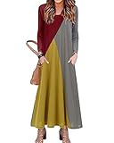 Gelegenheiten: Für eine verspielte Note im Kleid Damen elegant sorgen die breiten, bequemen Smok-Bündchen an den langen Ärmeln. Feminin wirkt der gerundete Rundhals des Blusenkleides. Der weite Saum mit schmalem asymmetrischen bildet ein stylisches Finish. Aus weich fließender, elastischer Jersey-Qualität. Weiches langes Kleid ist für Haus, Ferien, Kaffee, Einkaufen, Feiertag, Cocktail, im Freien, Gartenfest, Nachtclub, Abend, beiläufige Gelegenheit verwendbar. Sitz für Sommer, Herbst, Winter.