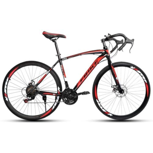 Dazzix自転車 ロードバイク グラベルロードバイク 700c 700×32c シマノ製21段変速 軽量アルミフレーム 前後ディスクブレーキ器 前後泥除け ドロップハンドル 初心者向け 入門級 通勤 通学 快適走る シティサイクル (レッド)