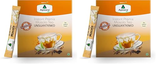 Image of APSARA Instant Tea Premix Unsweetened Masala Tea 36 Sachets|Ready To Drink Tea With No Added Sugar|Enriched with Ginger, Cardamom, Pepper and Indain Spices, Sugar Free Masala Chai, 432 gram