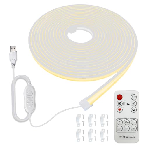 Guosan 正発光COB LEDテープライトチューブリニア発光 ストリップ なLEDネオンライト 防水仕様で柔軟・カット自由、屋内・屋外どちらでも使えます（3000K,2.5M）