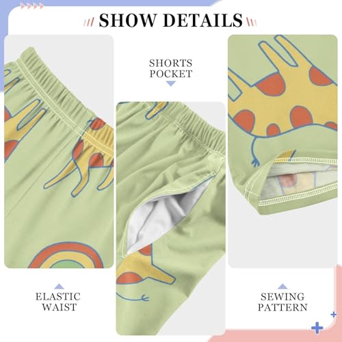 Giraffe Rainbow Boys Pants Boys Athletic Pants Long Pant for Boy with Pockets Wide-Leg Size 6-14Y4