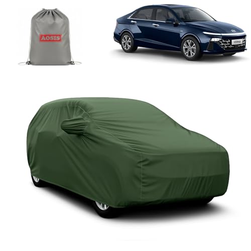 Image of AOSIS 'Waterproof' Car Cover Compatible with Hyundai Verna 4th Gen 300 GSM Uly Coated Thick Fabric 4X4, Adjustable Belt Buckle, Elastic Grip