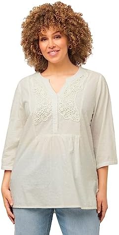 Ulla Popken, Damen, große Größen, Tunika, Struktur, Spitze, A-Linie, 3/4-Arm
