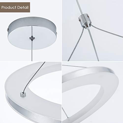 Chying DD-004-300W-NEW Silver Led Pendant Light Kitchen Island Modern Pendant Lighting 15W Contemporary 1-Ring Hanging Light Fixture thumb #6